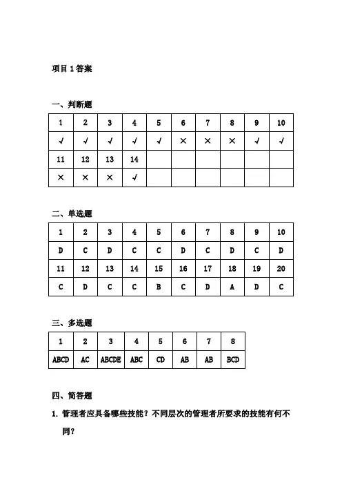管理学基础——“理论.案例.实训”一体化教程答案