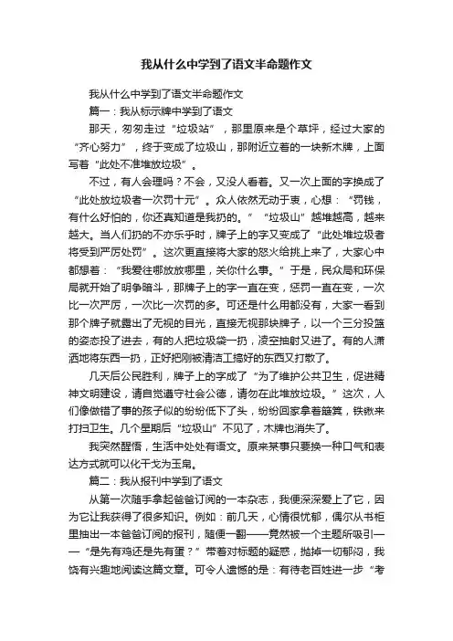 我从什么中学到了语文半命题作文