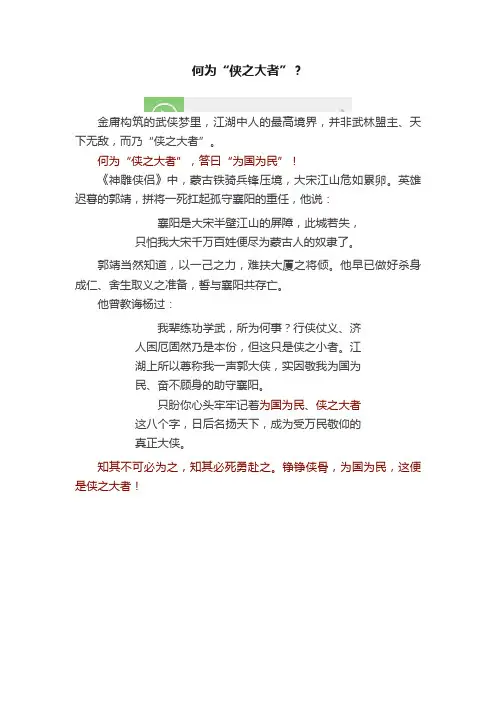 何为“侠之大者”？