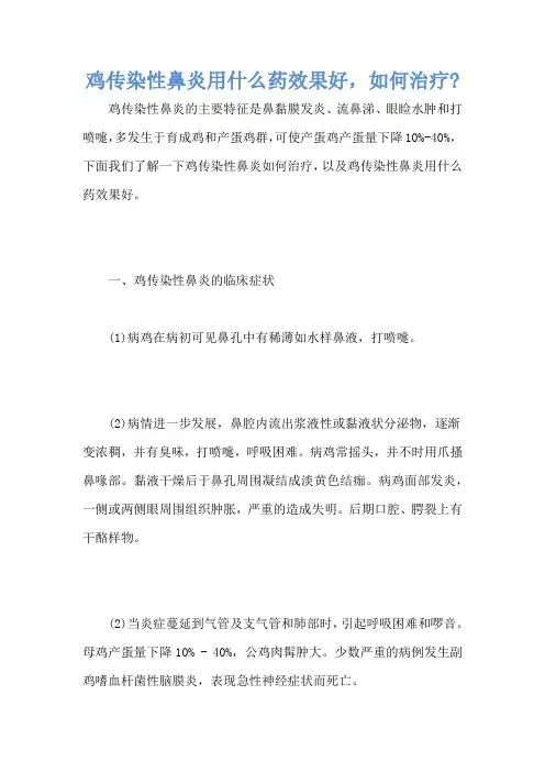 鸡传染性鼻炎用什么药效果好,如何治疗-