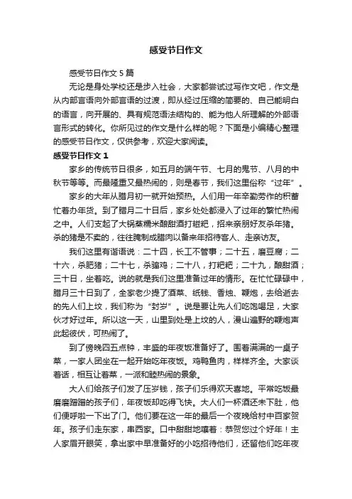 感受节日作文5篇