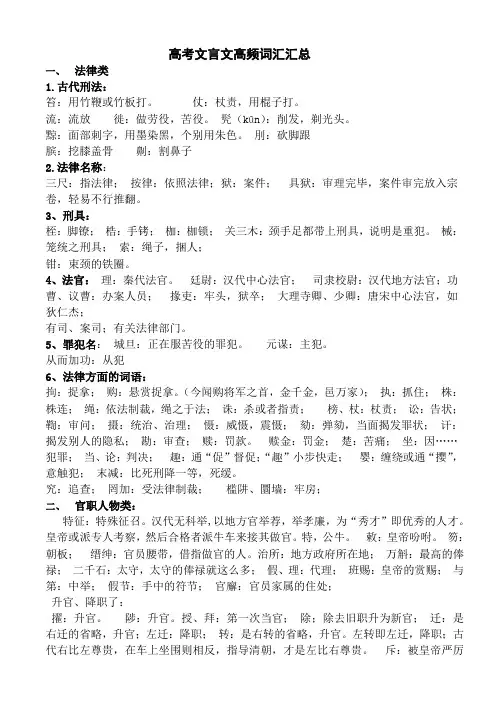 高考文言文高频词汇汇总