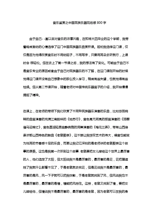 音乐鉴赏之中国民族乐器观后感800字
