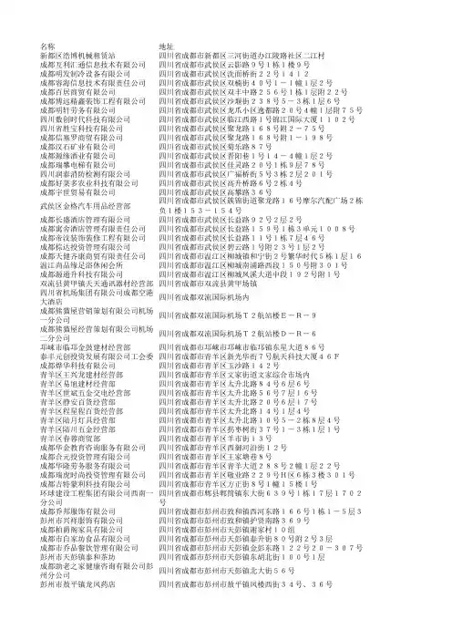 2012-06_最新工商注册成都企业名录