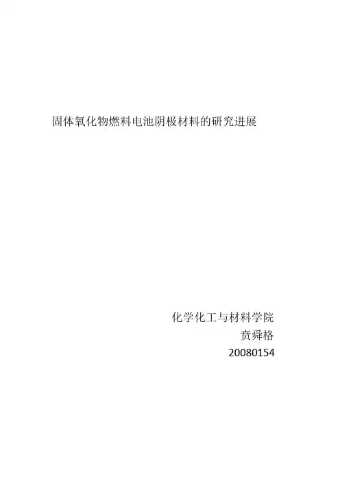 固体氧化物燃料电池阴极材料的研究进展
