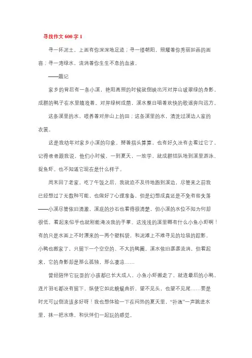 寻找作文不少于六百字