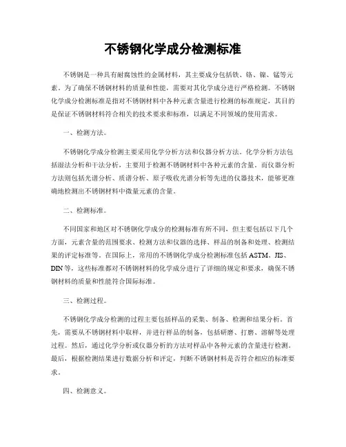 不锈钢化学成分检测标准