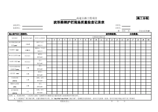 【工程】6 波形梁钢护栏现场质量检查记录表