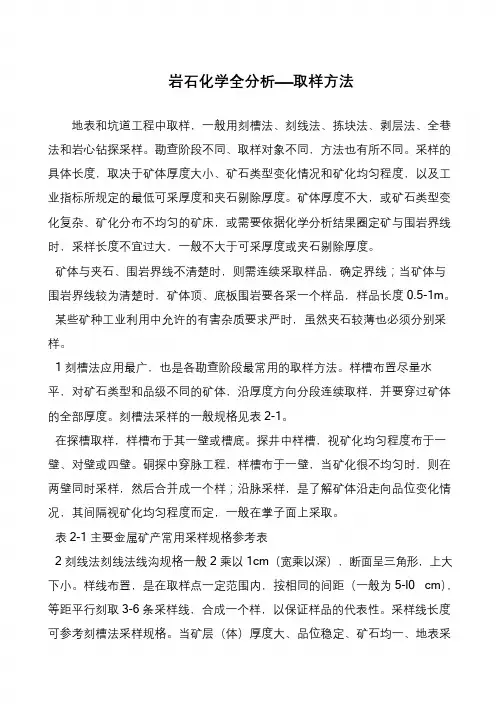 岩石化学全分析——取样方法