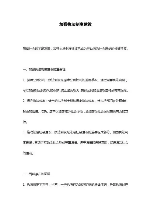 加强执法制度建设