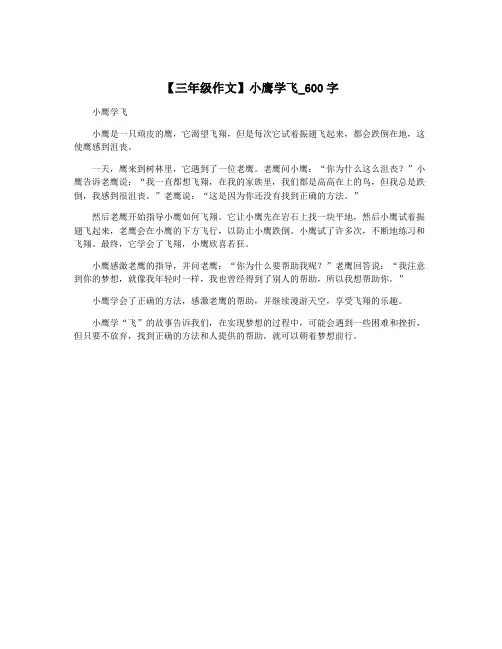 【三年级作文】小鹰学飞_600字