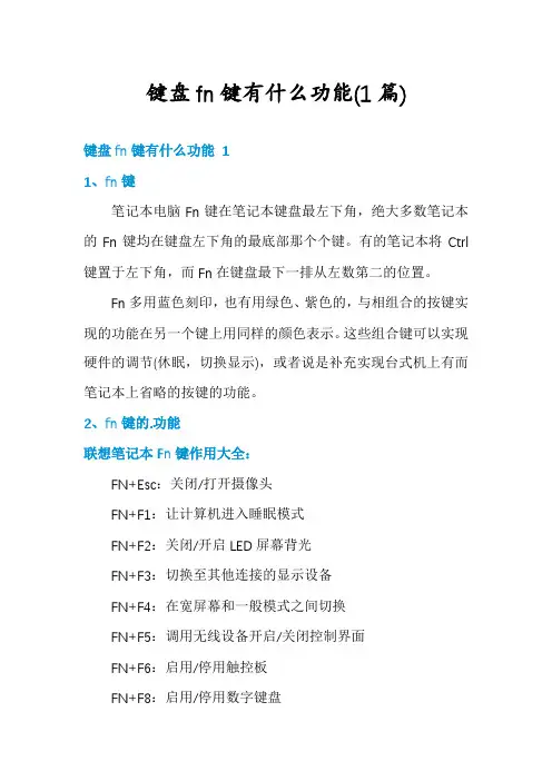 键盘fn键有什么功能(1篇)