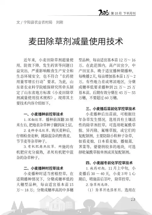 麦田除草剂减量使用技术