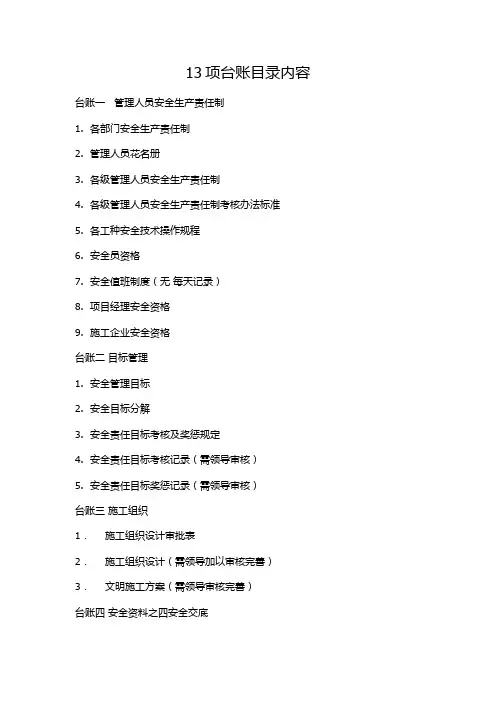 13项台账目录表