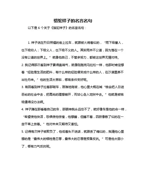 骆驼祥子的名言名句