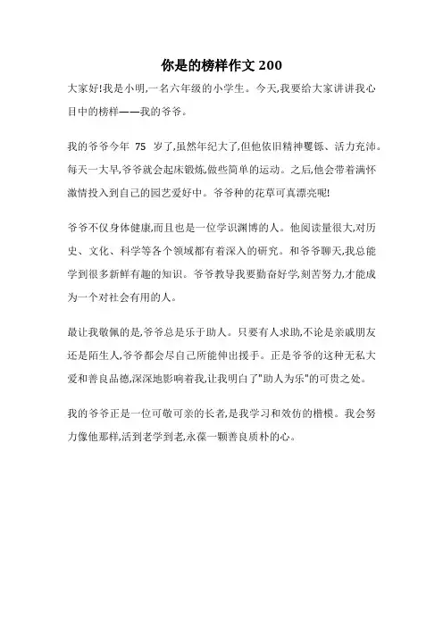 你是的榜样作文200