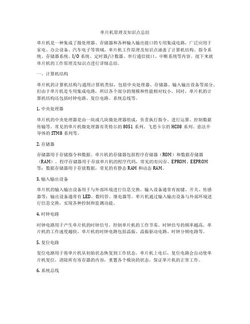 单片机原理及知识点总结