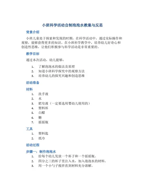 小班科学活动自制泡泡水教案与反思