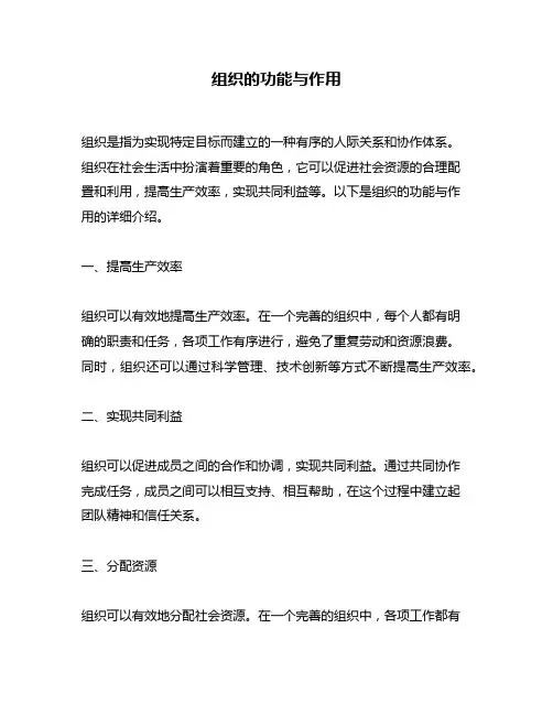 组织的功能与作用