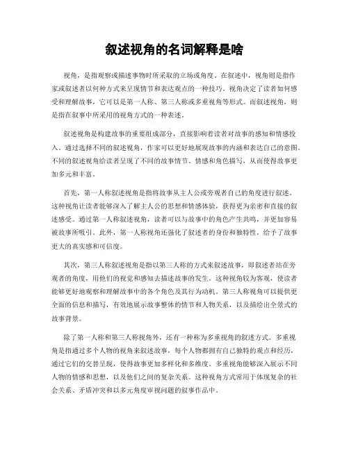 叙述视角的名词解释是啥