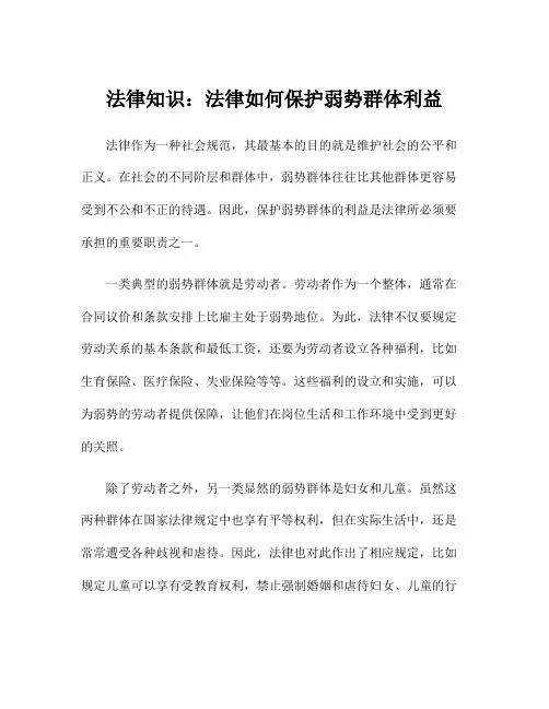 法律知识：法律如何保护弱势群体利益