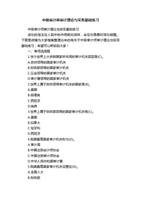 中级审计师审计理论与实务基础练习