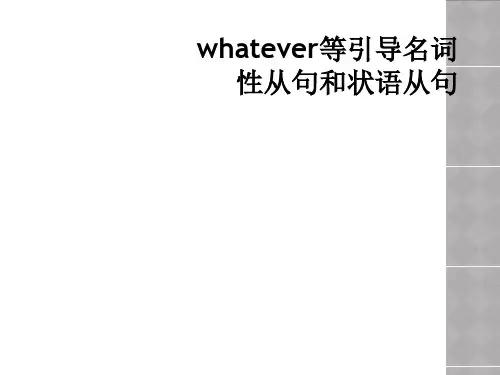 whatever等引导名词性从句和状语从句