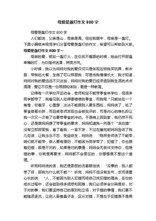 母爱是盏灯作文800字