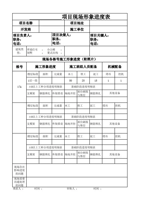 现场形象进度表