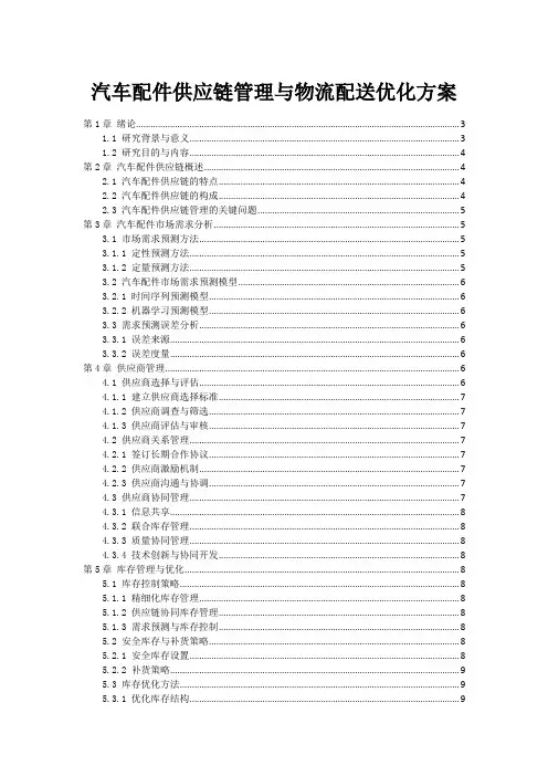 汽车配件供应链管理与物流配送优化方案