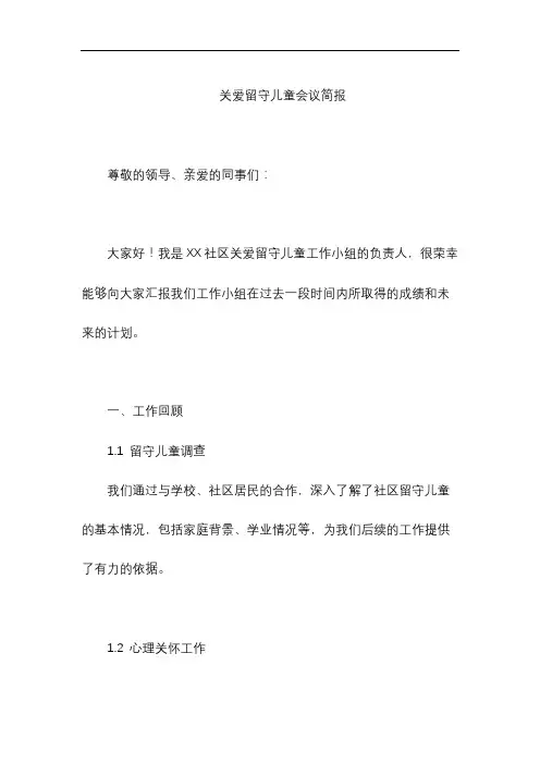 关爱留守儿童会议简报