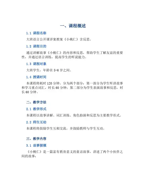 大班语言公开课详案教案《小桃仁》含反思