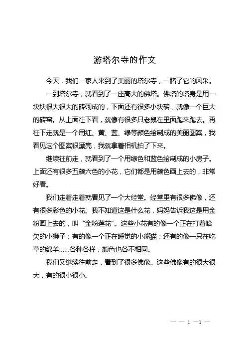 游塔尔寺的作文