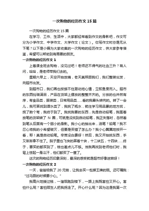 一次购物的经历作文15篇