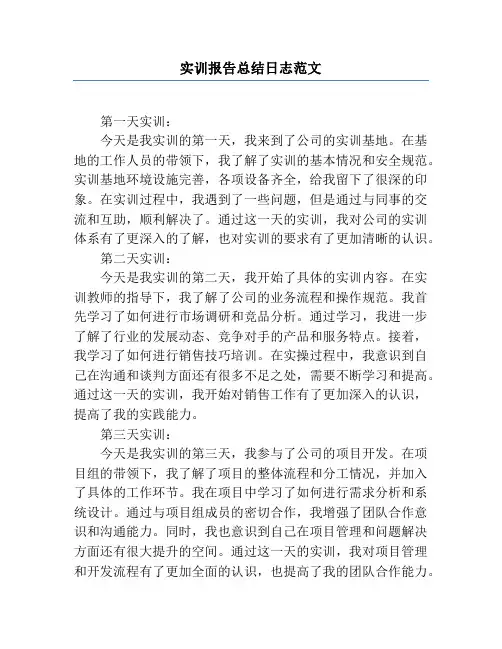 实训报告总结日志范文