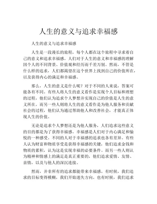 人生的意义与追求幸福感