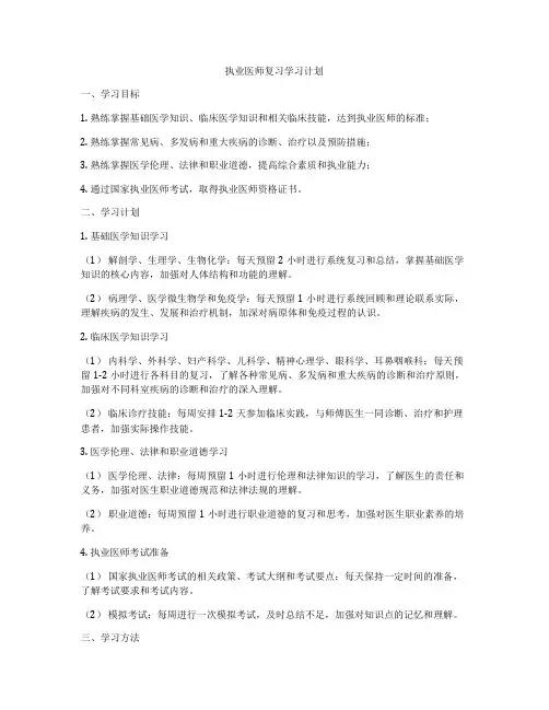 执业医师复习学习计划