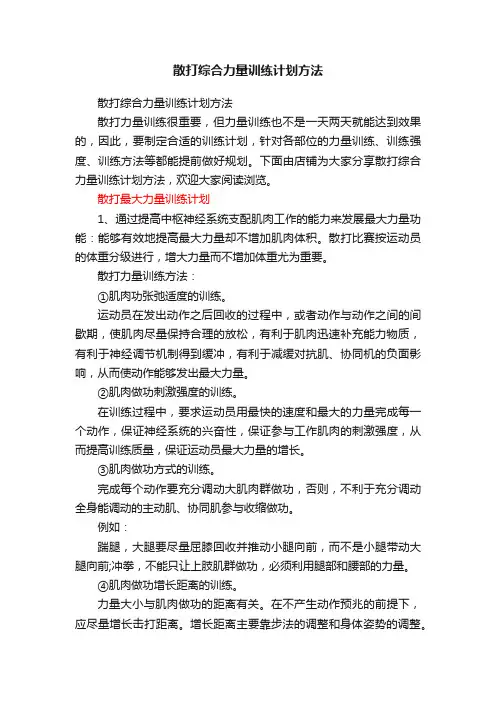 散打综合力量训练计划方法