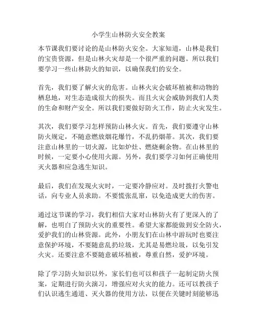 小学生山林防火安全教案