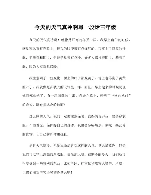 今天的天气真冷啊写一段话三年级