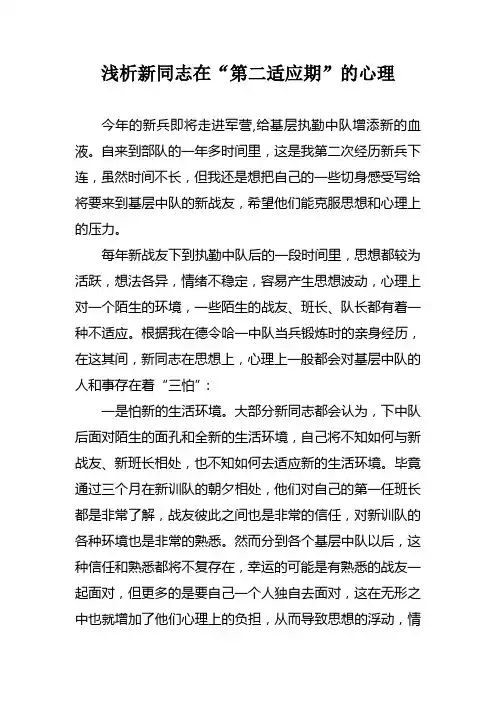 浅析新同志在“第二适应期”的心理