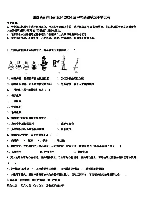 山西省朔州市朔城区2024届中考试题猜想生物试卷含解析