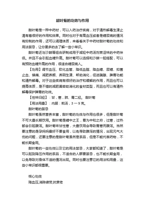 甜叶菊的功效与作用