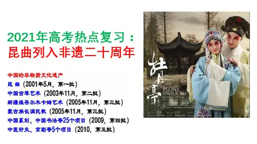 专题04 昆曲列入非遗二十周年2021年高考历史热点必备