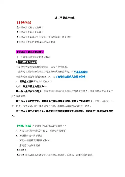 第十二章工资与就业-第二节就业与失业