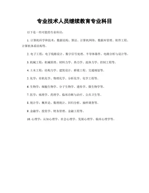 专业技术人员继续教育专业科目