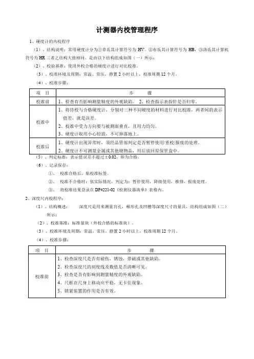 计量器具内校规程