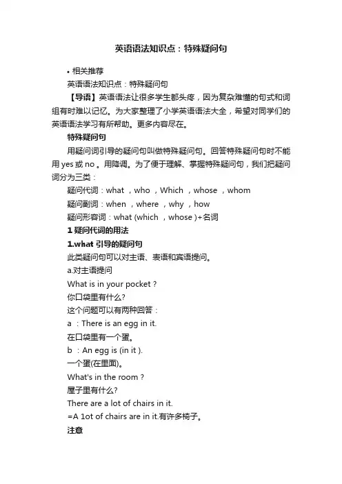 英语语法知识点：特殊疑问句