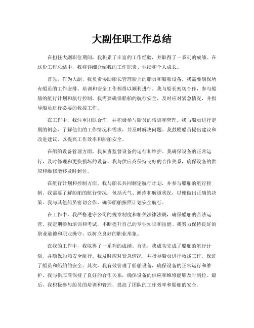 大副任职工作总结