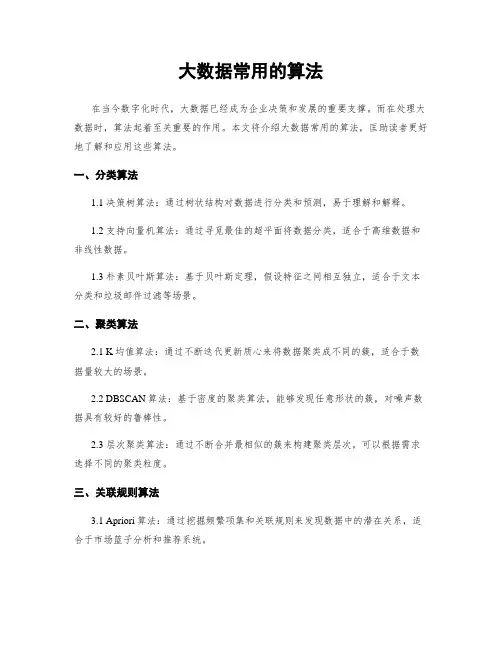 大数据常用的算法
